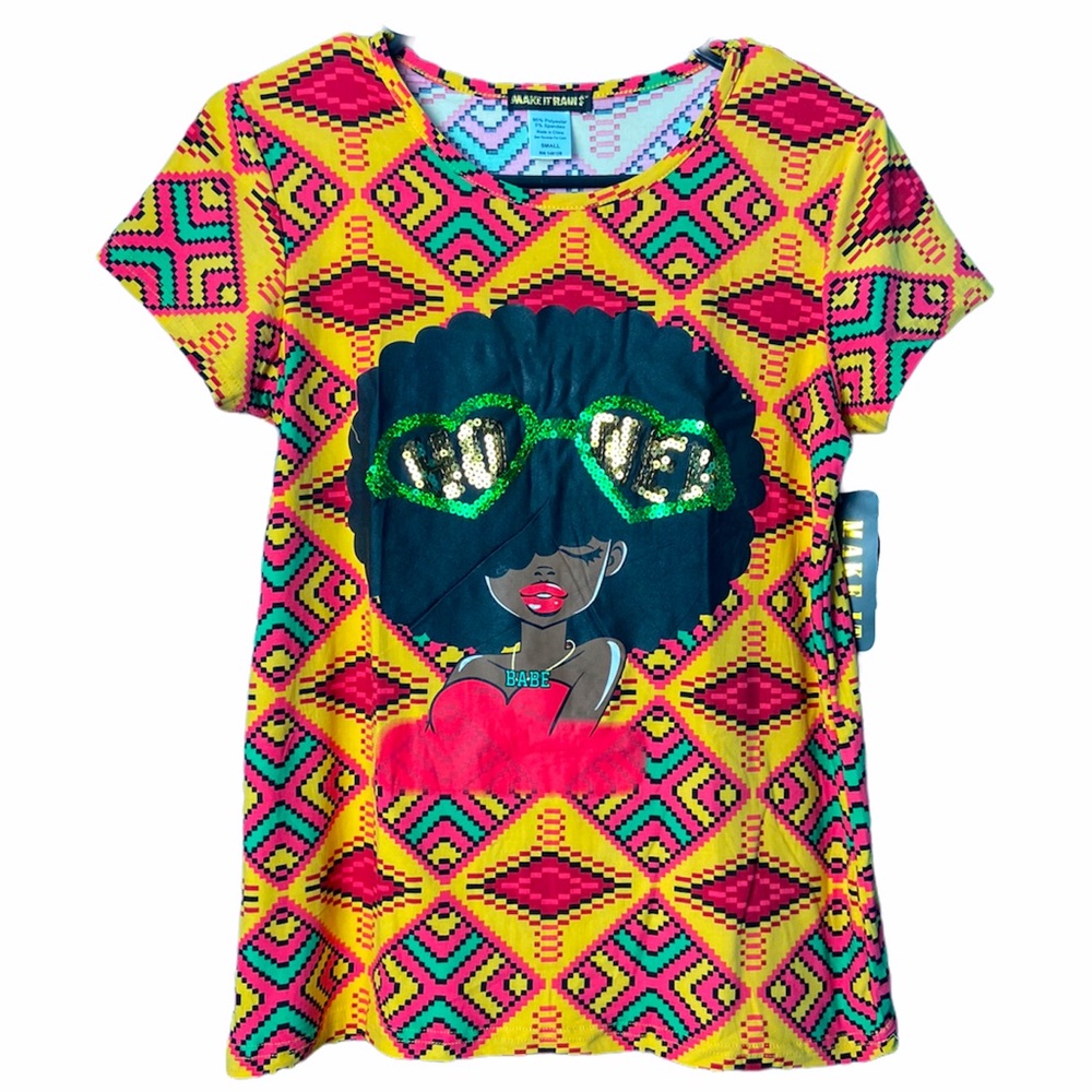 Geometric Aztec HONEY Graphic Tee, size S